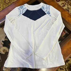 Sofibella White and Blue Long Sleeve sun Top